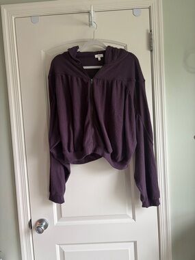 aerie Deep Plum Hooded Zip-Up Sweatshirt